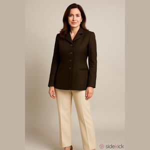 Women's JONES NEW YORK Vintage Brown Worsted Wool Button-Down Blazer Size 8